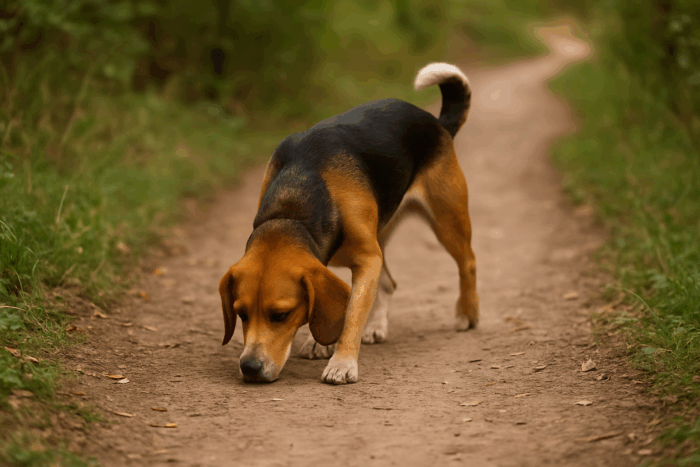 Dog sniffing path