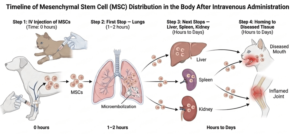 Pathway of IV MSC Therapy